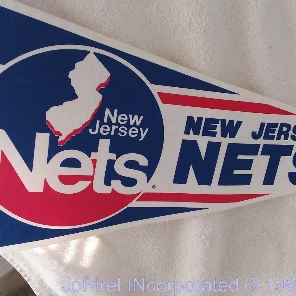 Vintage New Jersey Nets Banner Blue White Red